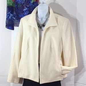 Talbots winter white wool cropped jacket 14